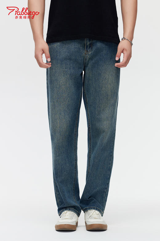 赤兔嗨购男装宽松阔腿牛仔裤2024年秋冬新款水洗长裤宽腿修饰身形 商品图3