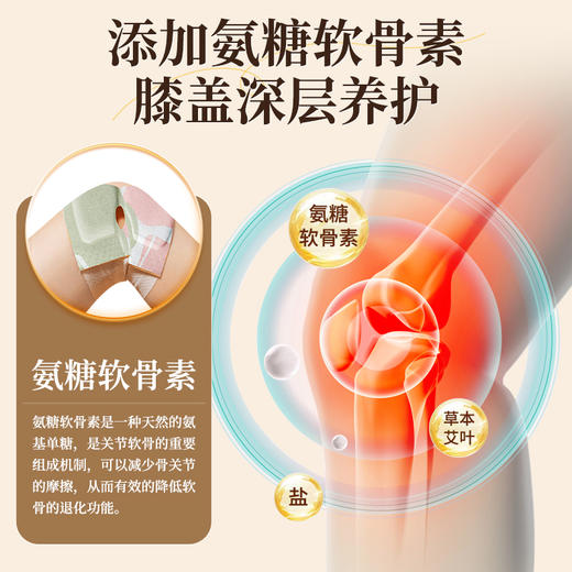 北京同仁堂 氨糖软骨素热敷护膝贴 艾草热敷自发热保暖贴关节贴6袋/盒 商品图3