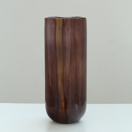 现代简约大口直筒竖条纹深咖吹制花瓶水培干花蝴蝶兰插花桌面装饰 商品图5