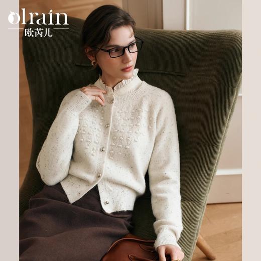 OLrain欧芮儿法式杏色毛衣女冬季2024年新款气质圆领针织衫外套 商品图0