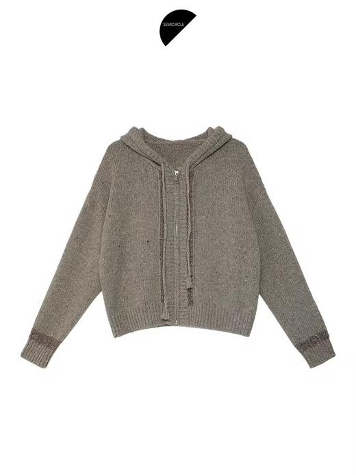 半圆/D24310399/慵懒文艺彩纱羊毛混纺针织开衫 商品图3