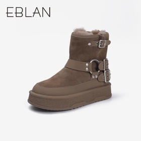 伊伴冬季女靴潮流舒适女鞋加绒棉鞋B24704901