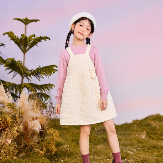 迷你巴拉夹棉背带连衣裙女童儿童舒适保暖甜美叠穿冬款 商品图2