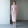 IWY/韩版名媛范套装女厚款小立领短外套冬毛呢粉色中长款套裙CS2092 商品缩略图0