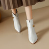 雀说 头层羊皮洋气时装靴方扣马蹄跟高跟短靴5838360 商品缩略图6