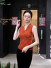 盛唐婧| 真丝丝绒百搭坎肩美背-橘色 商品缩略图1