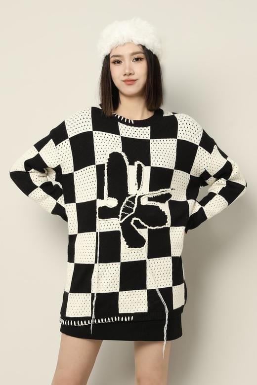 ANSUABEL 棋盘格蝴蝶图案针织上衣 17376 商品图0