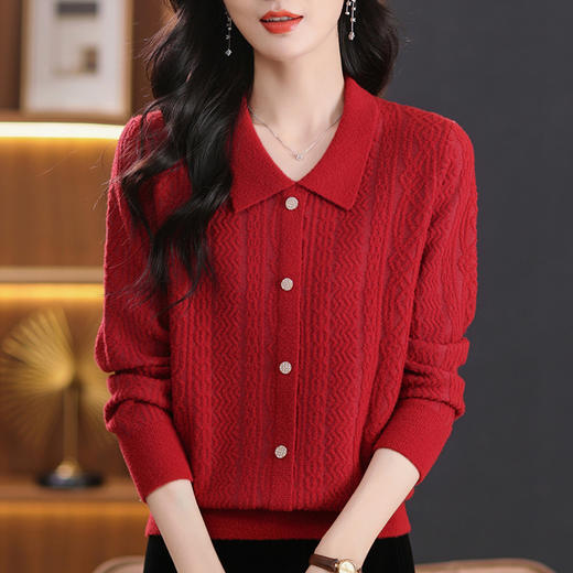 CC-5-9116娃娃领洋气麻花高腰短款针织衫女上衣宽松显瘦配裙子打底毛衣秋冬 商品图2