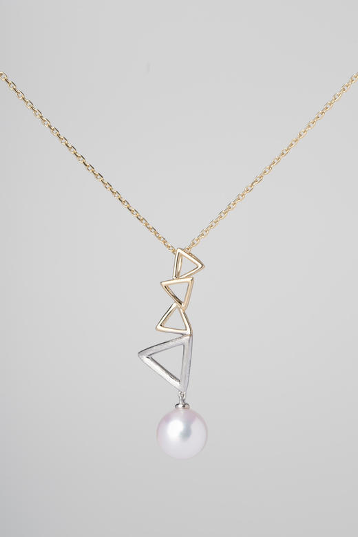 「镜像.三角」Akoya珍珠14k白金黄金玫瑰金项链 商品图1