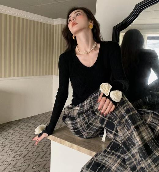 秋冬【复古毛呢格子裤】氛围感高腰垂感直筒毛呢阔腿裤 休闲加绒裤子圣诞风 商品图3