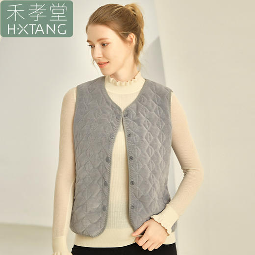 【防寒加绒坎肩，加绒绗棉面料，亲肤舒适，保暖蓄热】秋冬户外保暖背心 男女士马甲 加绒坎肩护背护肩 周中老年防寒加厚背心-QQ 商品图0