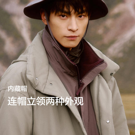 防护外套|森马羽绒服男中长款冬季三防连帽外套纯色oversize 商品图2