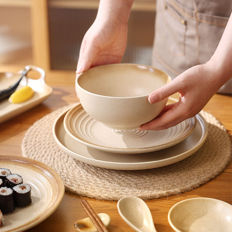 【摩卡釉渐变绿系列窑变餐具】窑变日式餐具面碗碗复古陶瓷家用斗笠碗饭碗餐盘