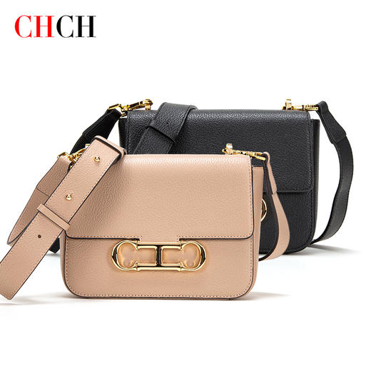 CHCH祈祈新款牛皮单肩挎包简约百搭同情斜挎包小方包女式包CM1C2008 商品图8