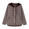 CC-10-5952秋冬新款小个子短款毛呢上衣女宽松大码连帽休闲厚外套 商品缩略图4