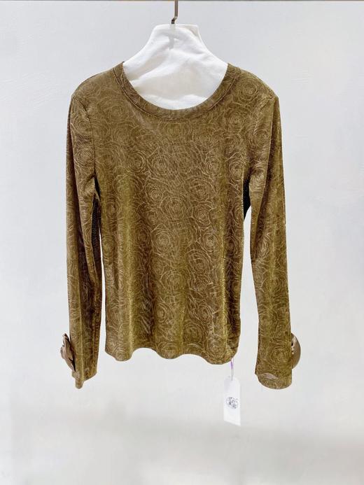 【丁摩】新中式女装2024秋季新款立体花朵设计圆领烧花打底上衣8821 商品图5