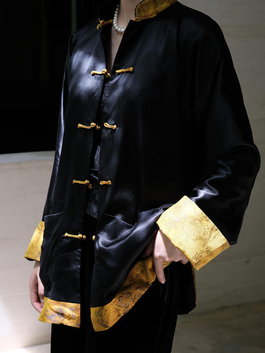 盛唐牡丹| 丝绒拼真丝宋锦对襟外套 商品图1