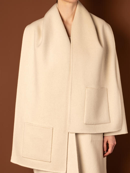 Puree｜#0727S 双面口袋围巾羊毛羊绒 [ 勃艮第红 / 灰蓝 / 白杏 ] 商品图7