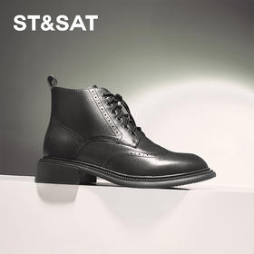 星期六英伦风蝴蝶扣饰免系带马丁靴SSC4116368