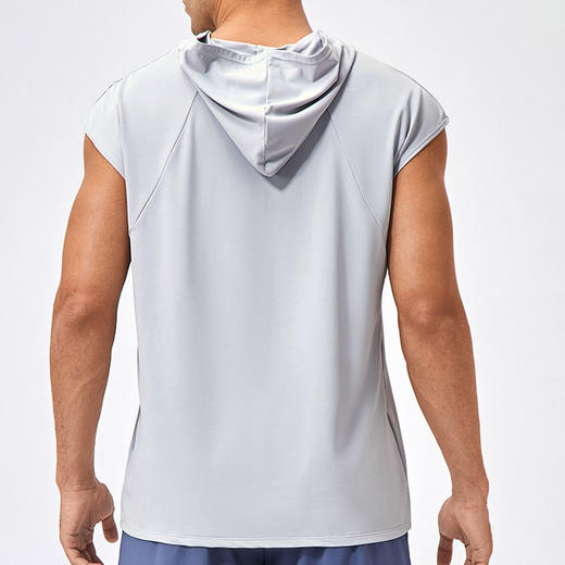 跃牌【欲动春风】男装系列 欧美宽肩运动背心男连帽健身背心41116 商品图1