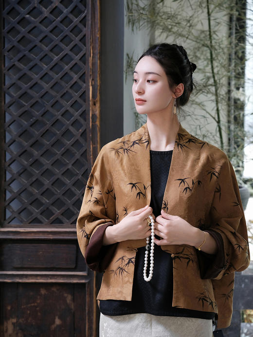 盛唐牡丹 |真丝提花香云纱文竹外套 商品图0