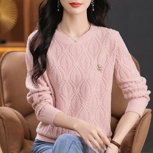 CC-5-9123秋冬季低领厚毛衣女士短款小个子上衣宽松遮肚洋气针织打底衫 商品图1