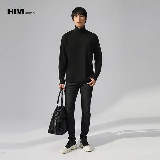 HIM漢崇  柔软舒适纯色高领T恤男休闲合身内搭长袖打底衫 2025冬季 商品图1