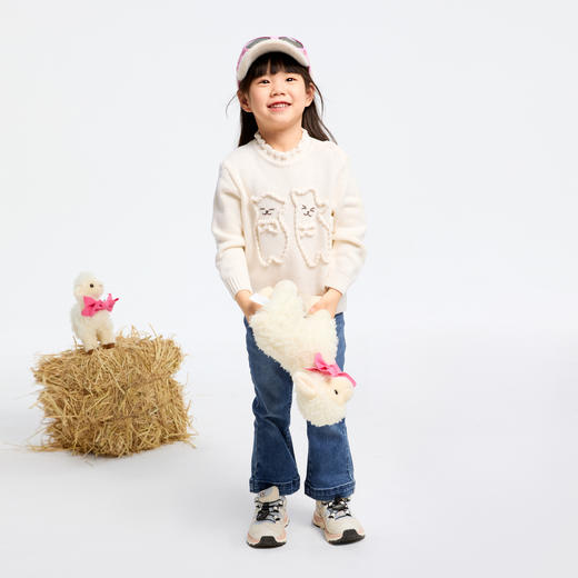 女童保暖中领毛衣趣味绣花冬季新款安奈儿童装实体店同款XG444590 商品图3