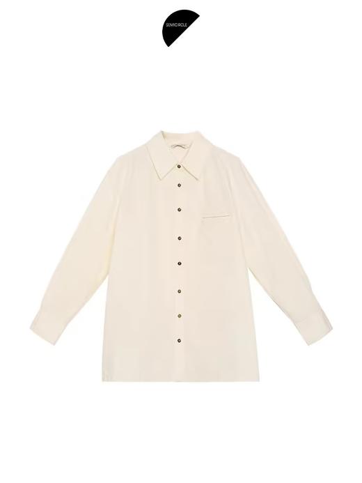 半圆/D24310334/简约通勤宽松米色衬衫 商品图3