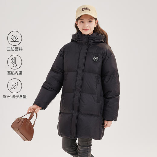 笛莎Deesha青少年女童羽绒服2024冬季新款复古学院风中长款休闲面包羽绒服 商品图5