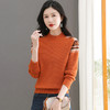 CC-103-6731羊毛半高领毛衣女秋冬内搭宽松新款拼色上衣套头长袖打底衫 商品缩略图3