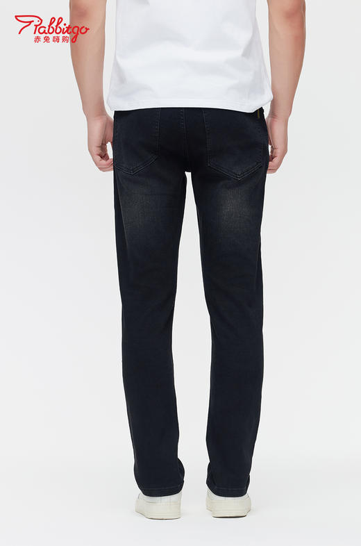 赤兔嗨购男装宽松直筒弹力不束缚牛仔裤2024年秋冬新款水洗黑色蓝色长裤宽腿 商品图4