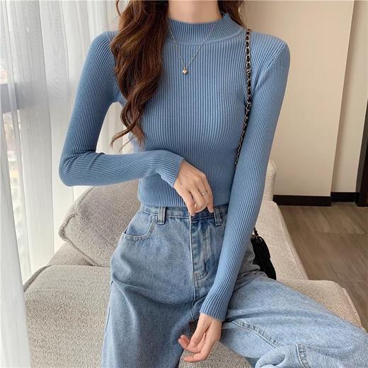 【49.9任选两件~针织毛衣打底衫】春秋冬长袖毛衣女内搭修身打底衫半高领百搭韩版针织衫女装上衣💕 商品图6