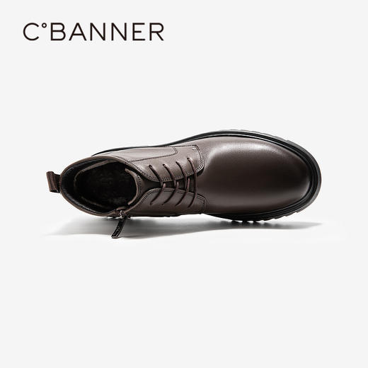 千百度男鞋真皮马丁靴冬季英伦风厚底增高男士大头皮鞋A24577292 商品图2