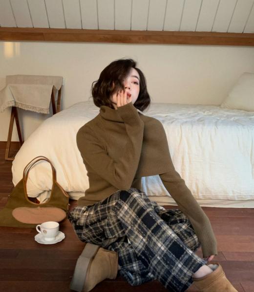 秋冬【复古毛呢格子裤】氛围感高腰垂感直筒毛呢阔腿裤 休闲加绒裤子圣诞风 商品图1