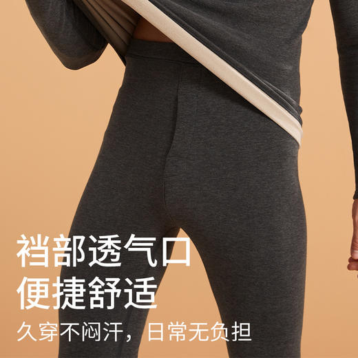 蚕丝+羊毛 蓄暖养肤 双重呵护 7A抗菌新款羊绒蚕丝男士德绒保暖内衣女士圆领打底秋衣秋裤套装 商品图3