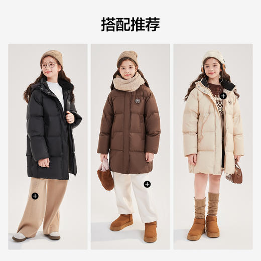 笛莎Deesha青少年女童羽绒服2024冬季新款复古学院风中长款休闲面包羽绒服 商品图3