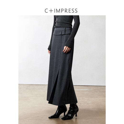 C+IMPRESS/西嘉澳洲初剪羊毛 高智淡人风半身裙垂感直筒裙女 商品图1