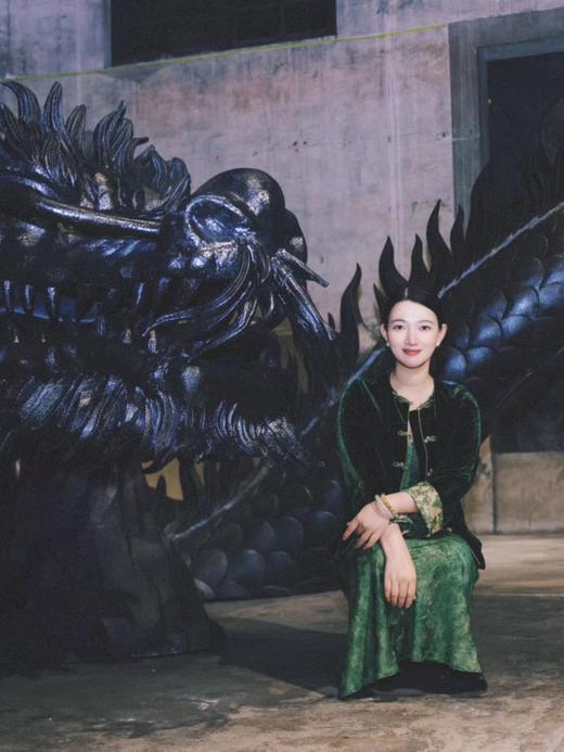 荷言HEYEN 卷帘翠 真丝丝绒对襟外套织金蜀锦拼袖高级系列 商品图9