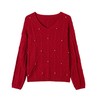 CC-27-24167红色气质毛衣好看钉珠V领打底衫女上衣潮2024新款秋冬季针织衫 商品缩略图4
