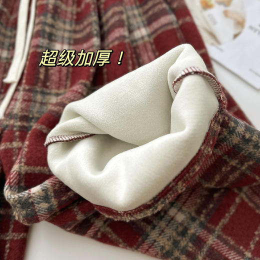 秋冬【复古毛呢格子裤】氛围感高腰垂感直筒毛呢阔腿裤 休闲加绒裤子圣诞风 商品图6