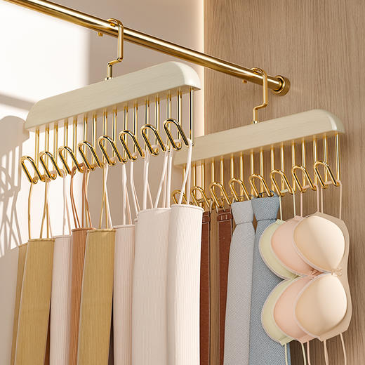 「29.9到手5支！实木挂钩衣架」内衣收纳挂文胸吊带背心实木衣架居家日用胸罩内裤丝袜整理收纳整理衣架 商品图2