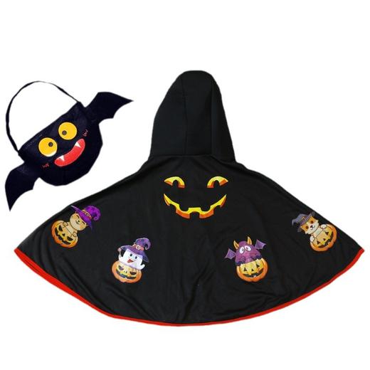 【变身万圣“小恶魔”】万圣红黑牛角小披风 适合80-120cm cosplay表演起来 万圣节装扮 商品图4