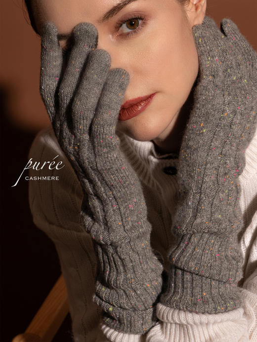 Puree｜#1955 可触屏羊绒针织手套 [ 灰 / 红 / 棕 / 蓝  ] 商品图2