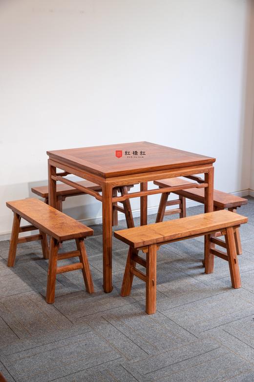 红桥红  家具严选  缅甸花梨（大果紫檀）【88 马蹄腿带束腰 休闲桌 五件套】 商品图1