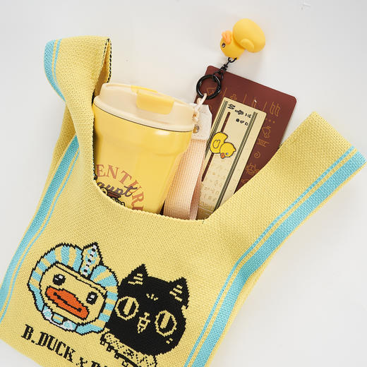 大英博物馆Bastet X B.Duck小黄鸭系列针织手提包 黄色 黑色 商品图3