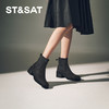 星期六复古方头舒适百搭粗跟袜筒靴SSC4116391 商品缩略图4