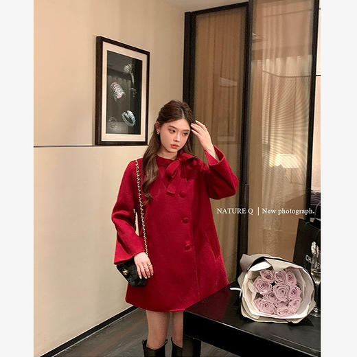 西遇中长款法式斗篷大衣女冬季新款富家千金风暖和毛呢上衣SS141268 商品图1