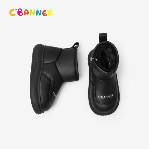 千百度童鞋厚底加绒保暖时尚雪地靴男女冬季暖暖短靴棉鞋A24760307 商品图2