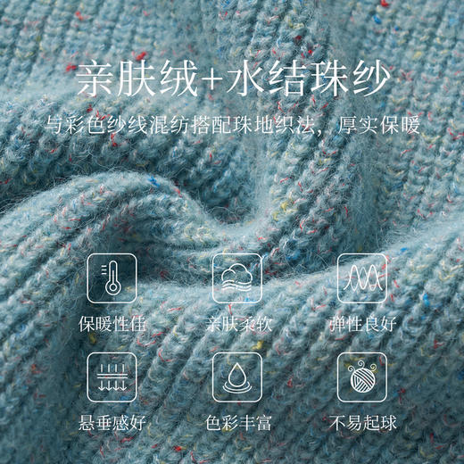 OLrain欧芮儿法式蓝色毛衣女冬季2024新款慵懒风别致圆领毛针织衫 商品图4